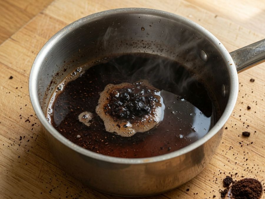 Samlevena kafa u šerpi sa vodom