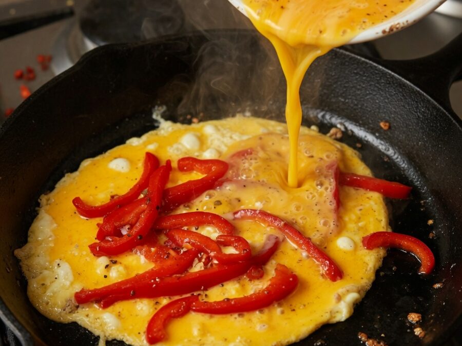 Korak 2 — omlet sa paprikama