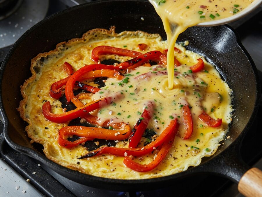 Korak 2 — omlet sa pečenim paprikama